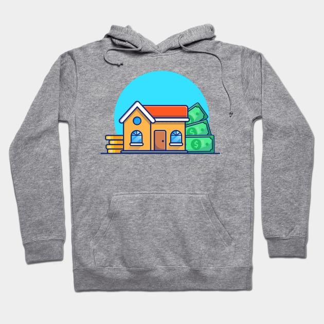 House With Gold Coin And Money Cartoon Hoodie by Catalyst Labs